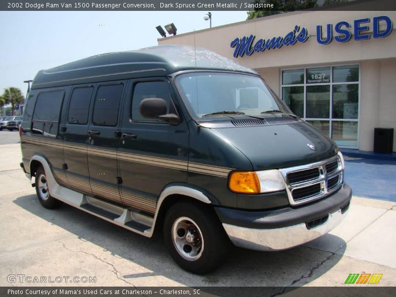 Dark Spruce Green Metallic / Sandstone 2002 Dodge Ram Van 1500 Passenger Conversion