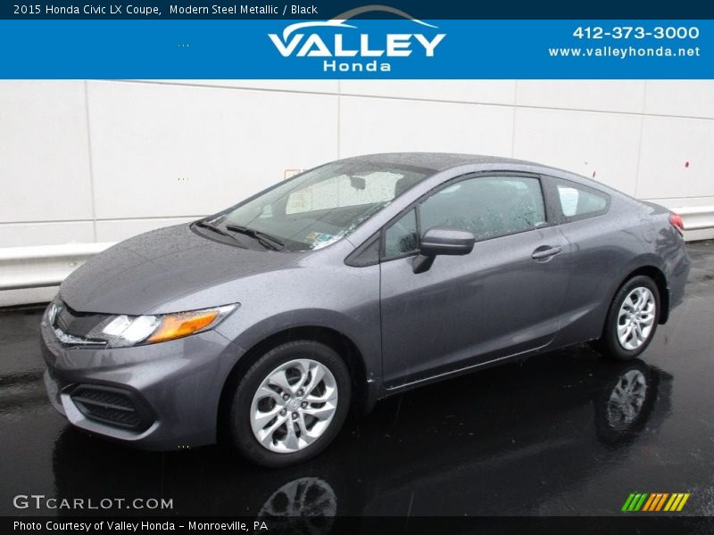 Modern Steel Metallic / Black 2015 Honda Civic LX Coupe