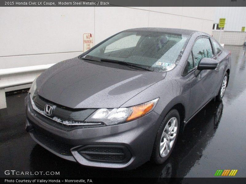 Modern Steel Metallic / Black 2015 Honda Civic LX Coupe