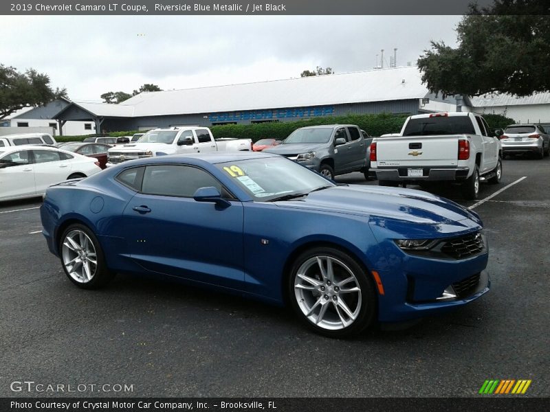 Riverside Blue Metallic / Jet Black 2019 Chevrolet Camaro LT Coupe