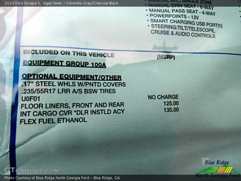 Ingot Silver / Chromite Gray/Charcoal Black 2019 Ford Escape S