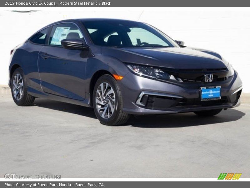 Modern Steel Metallic / Black 2019 Honda Civic LX Coupe