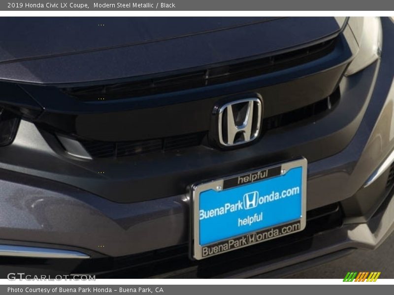 Modern Steel Metallic / Black 2019 Honda Civic LX Coupe