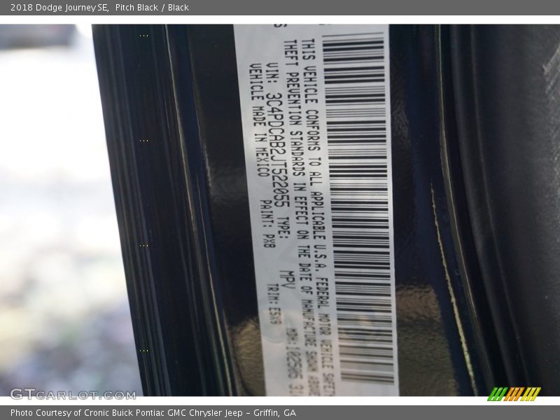 Pitch Black / Black 2018 Dodge Journey SE