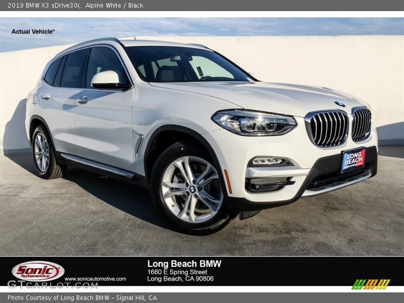 Alpine White / Black 2019 BMW X3 sDrive30i