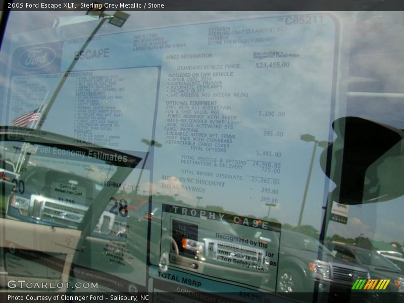 Sterling Grey Metallic / Stone 2009 Ford Escape XLT