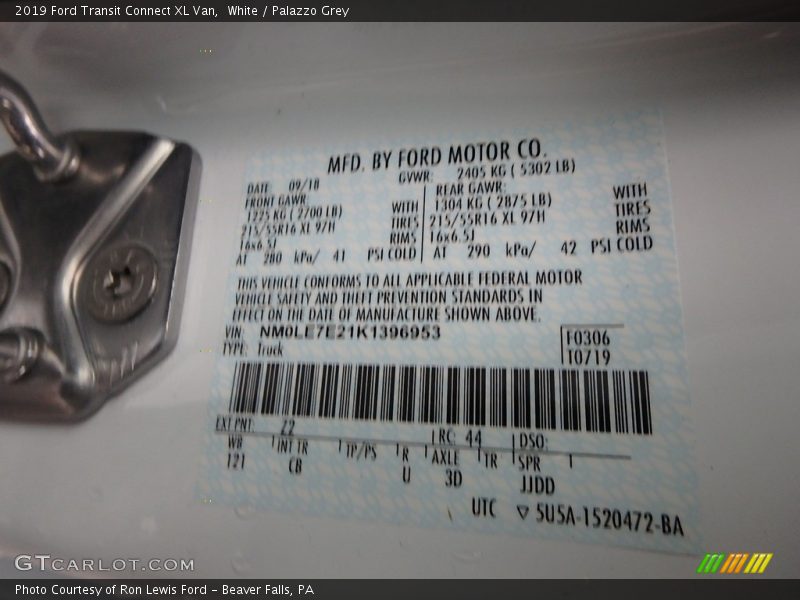 White / Palazzo Grey 2019 Ford Transit Connect XL Van