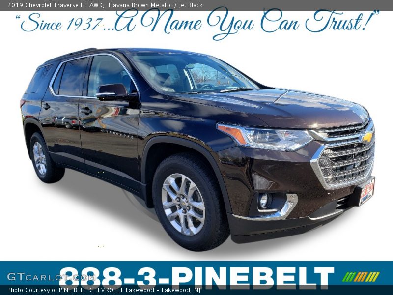 Havana Brown Metallic / Jet Black 2019 Chevrolet Traverse LT AWD