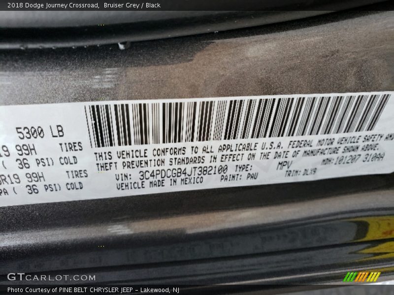 Bruiser Grey / Black 2018 Dodge Journey Crossroad