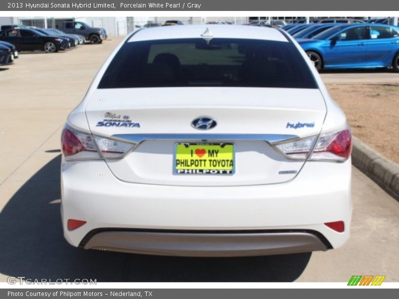 Porcelain White Pearl / Gray 2013 Hyundai Sonata Hybrid Limited