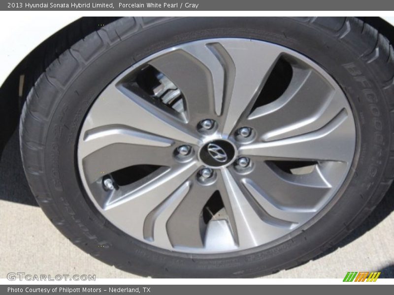 Porcelain White Pearl / Gray 2013 Hyundai Sonata Hybrid Limited