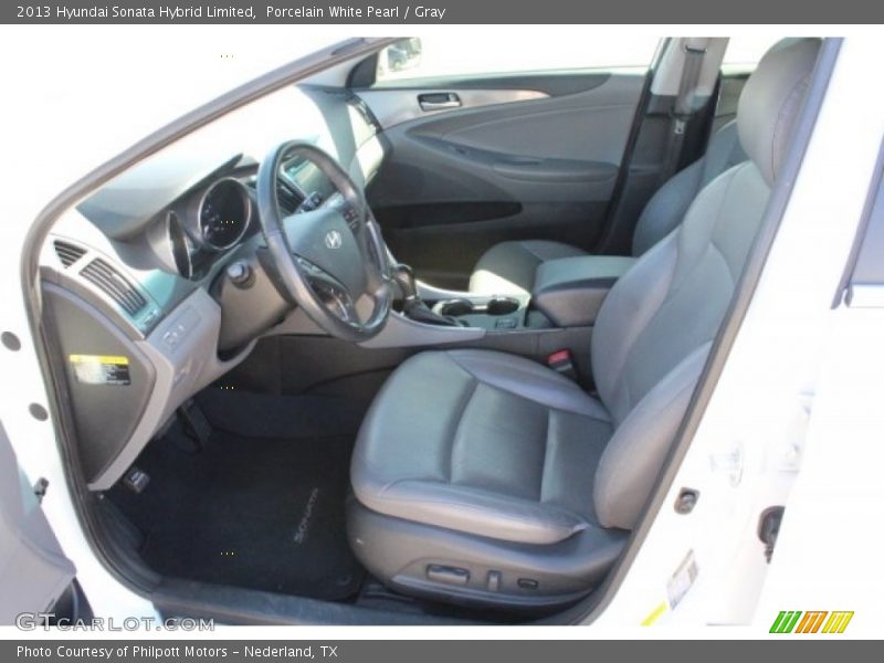 Porcelain White Pearl / Gray 2013 Hyundai Sonata Hybrid Limited