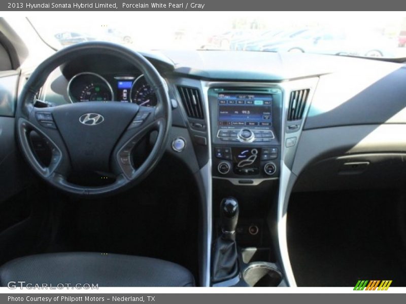 Porcelain White Pearl / Gray 2013 Hyundai Sonata Hybrid Limited