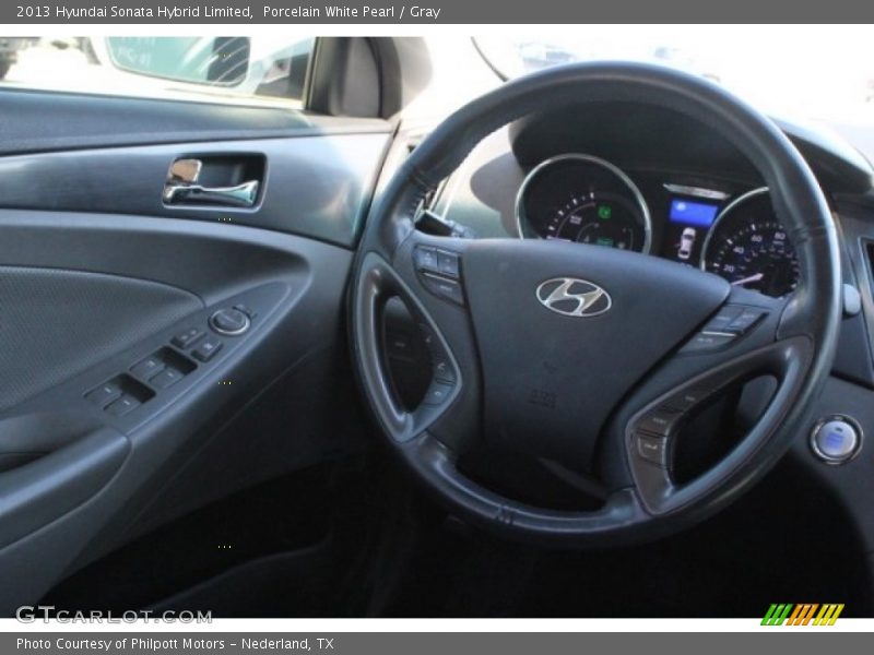 Porcelain White Pearl / Gray 2013 Hyundai Sonata Hybrid Limited