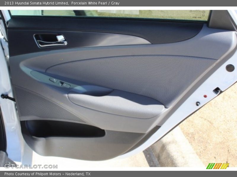Porcelain White Pearl / Gray 2013 Hyundai Sonata Hybrid Limited