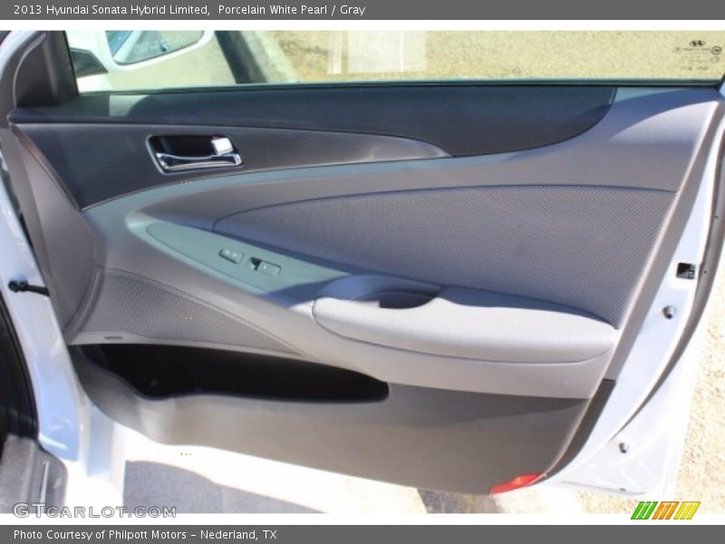 Porcelain White Pearl / Gray 2013 Hyundai Sonata Hybrid Limited