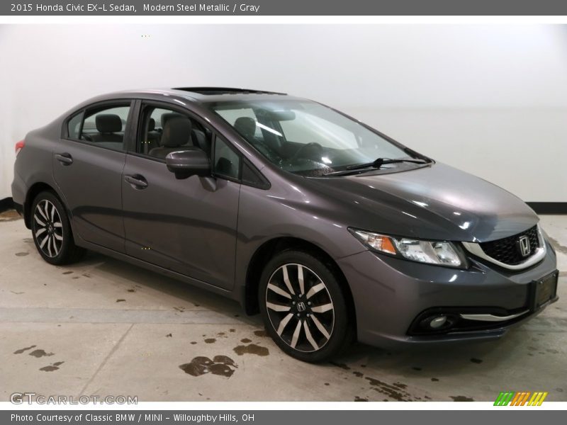 Modern Steel Metallic / Gray 2015 Honda Civic EX-L Sedan