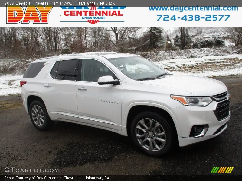 Pearl White / Jet Black 2019 Chevrolet Traverse Premier AWD