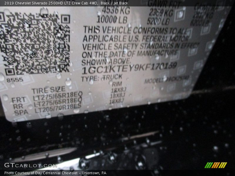 Black / Jet Black 2019 Chevrolet Silverado 2500HD LTZ Crew Cab 4WD