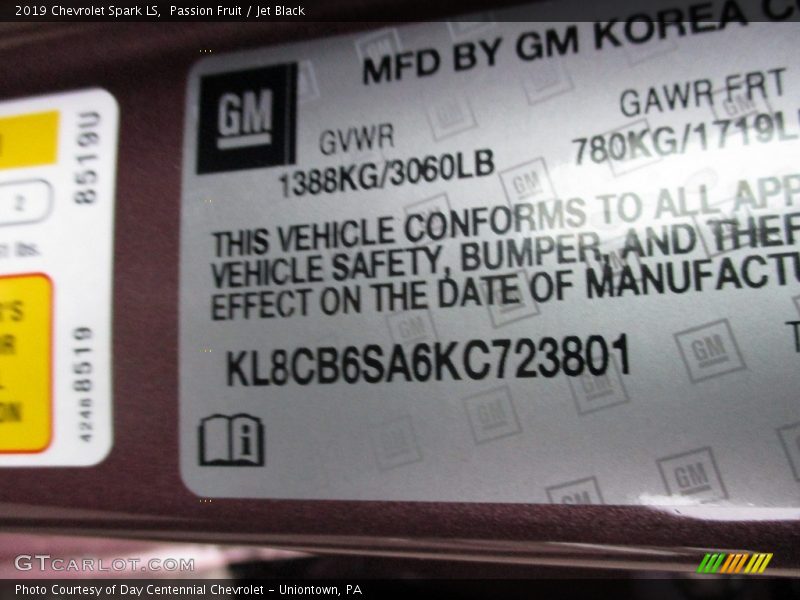 Passion Fruit / Jet Black 2019 Chevrolet Spark LS