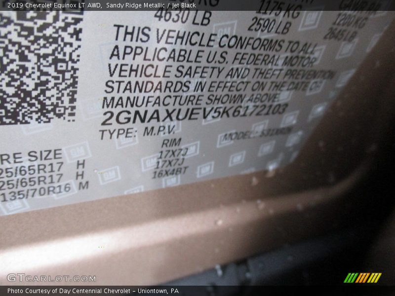 Sandy Ridge Metallic / Jet Black 2019 Chevrolet Equinox LT AWD