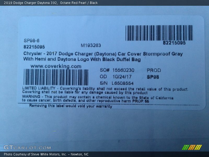Octane Red Pearl / Black 2019 Dodge Charger Daytona 392