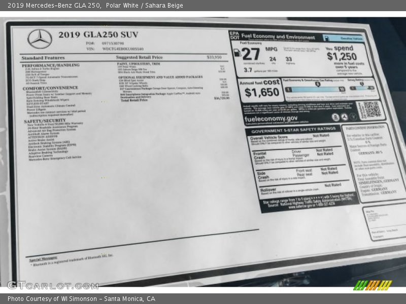 Polar White / Sahara Beige 2019 Mercedes-Benz GLA 250