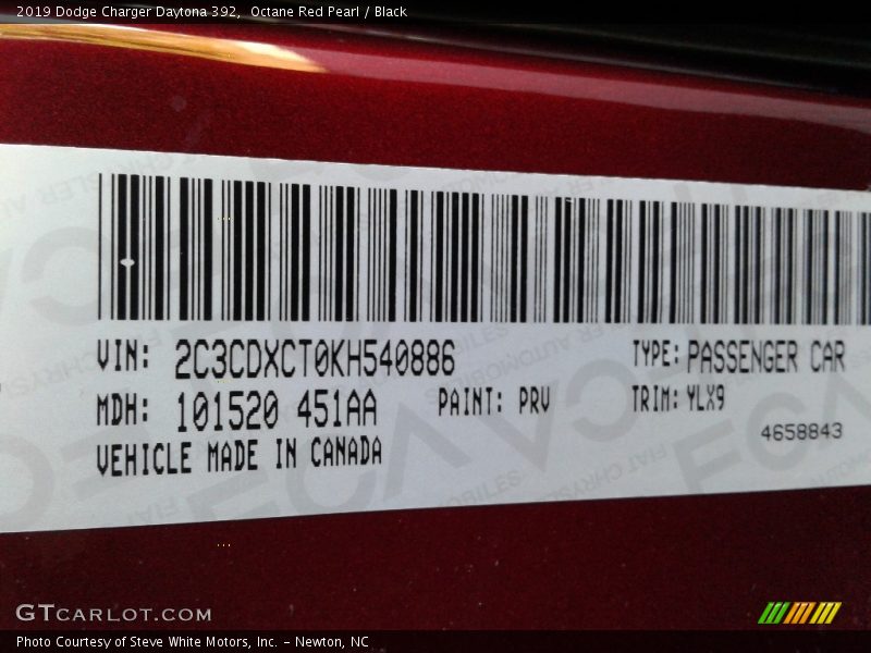 Octane Red Pearl / Black 2019 Dodge Charger Daytona 392