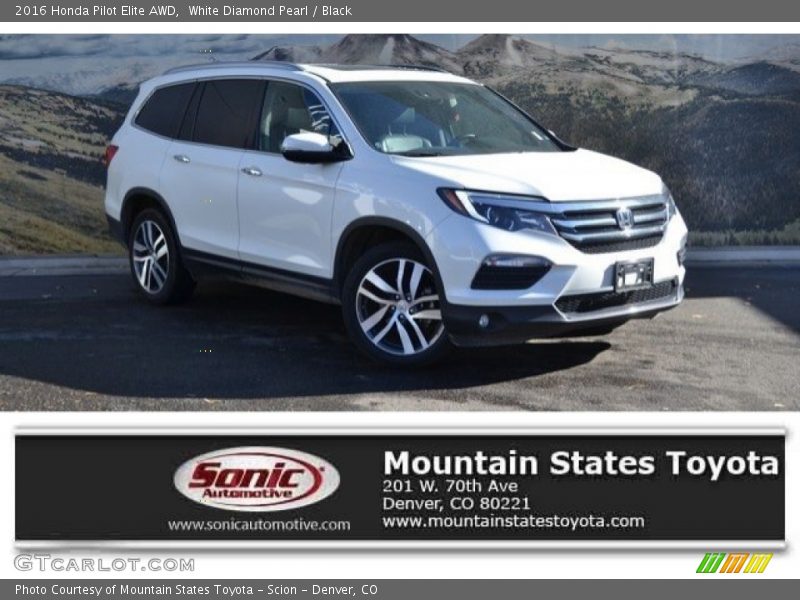 White Diamond Pearl / Black 2016 Honda Pilot Elite AWD