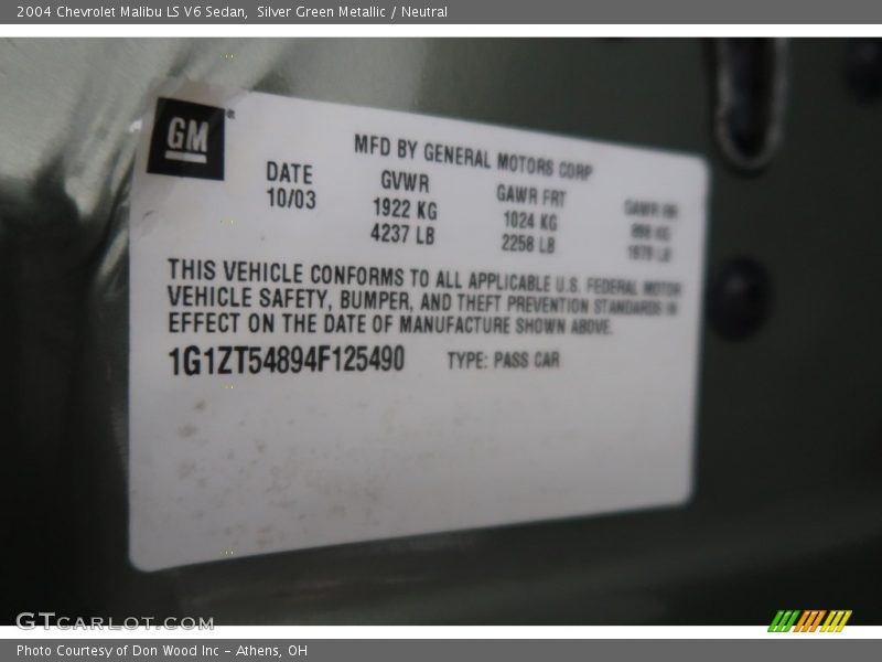 Silver Green Metallic / Neutral 2004 Chevrolet Malibu LS V6 Sedan