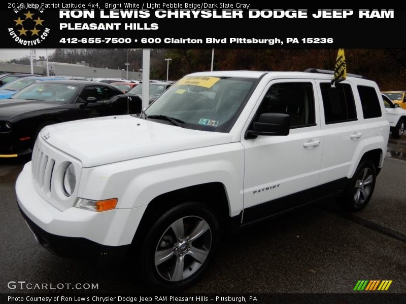 Bright White / Light Pebble Beige/Dark Slate Gray 2016 Jeep Patriot Latitude 4x4