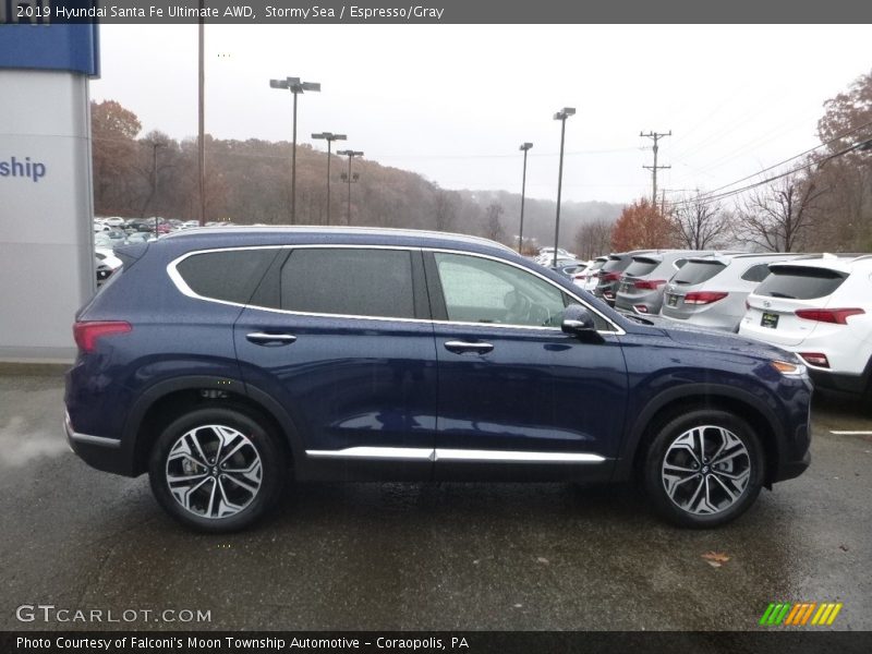 Stormy Sea / Espresso/Gray 2019 Hyundai Santa Fe Ultimate AWD