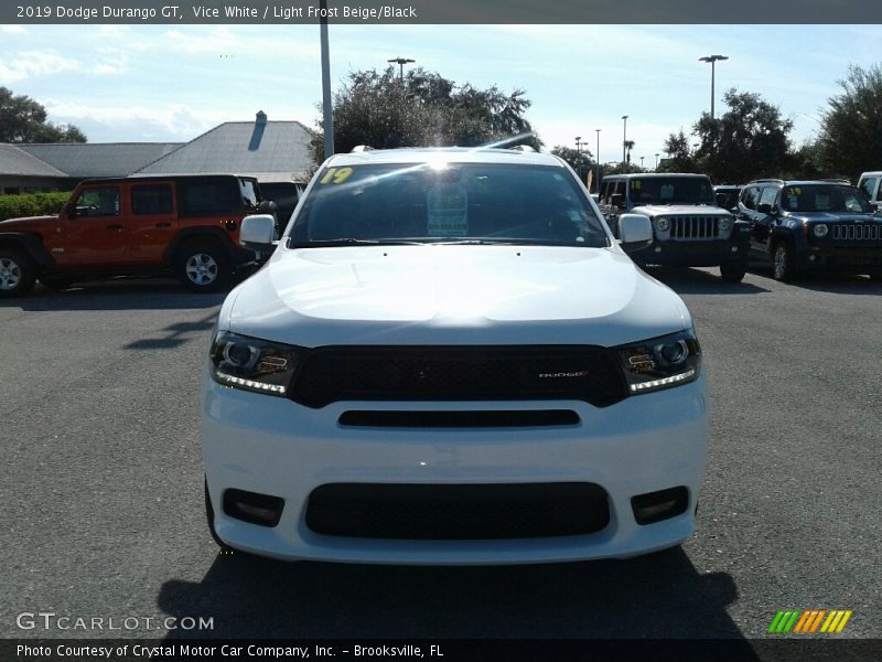 Vice White / Light Frost Beige/Black 2019 Dodge Durango GT