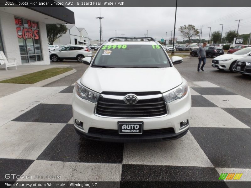 Blizzard Pearl White / Ash 2015 Toyota Highlander Limited AWD