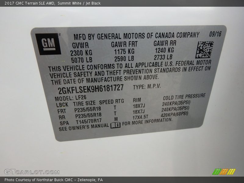 Summit White / Jet Black 2017 GMC Terrain SLE AWD