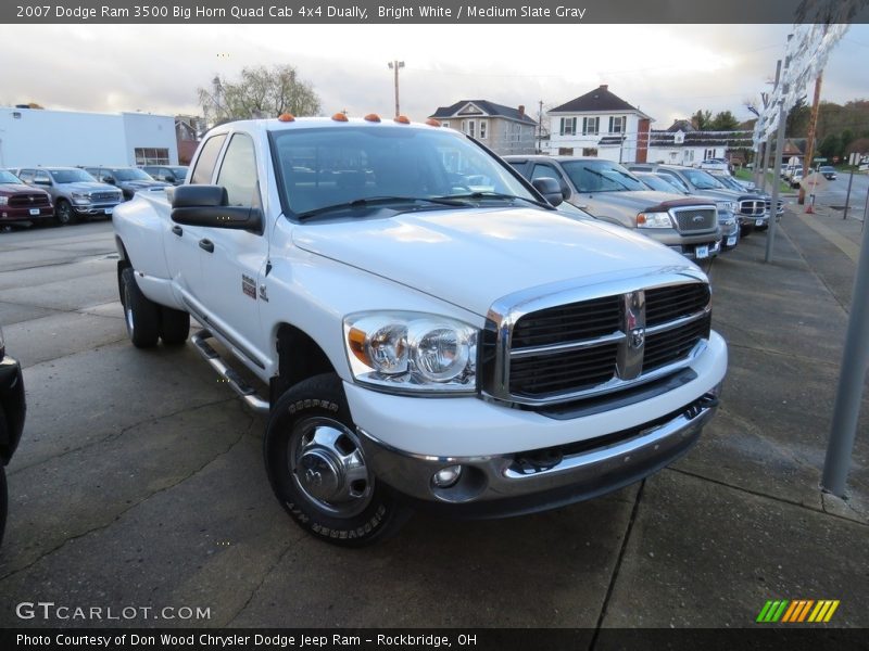 Bright White / Medium Slate Gray 2007 Dodge Ram 3500 Big Horn Quad Cab 4x4 Dually