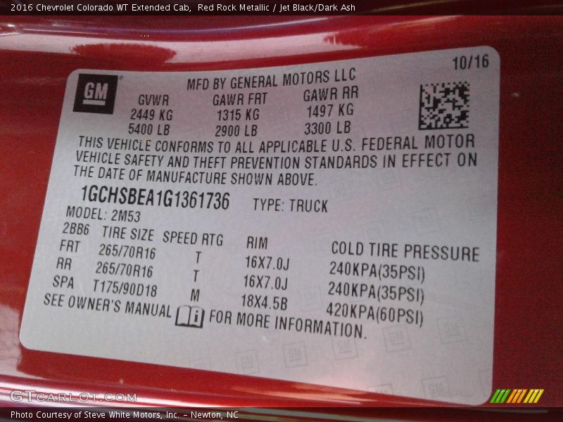 Red Rock Metallic / Jet Black/Dark Ash 2016 Chevrolet Colorado WT Extended Cab