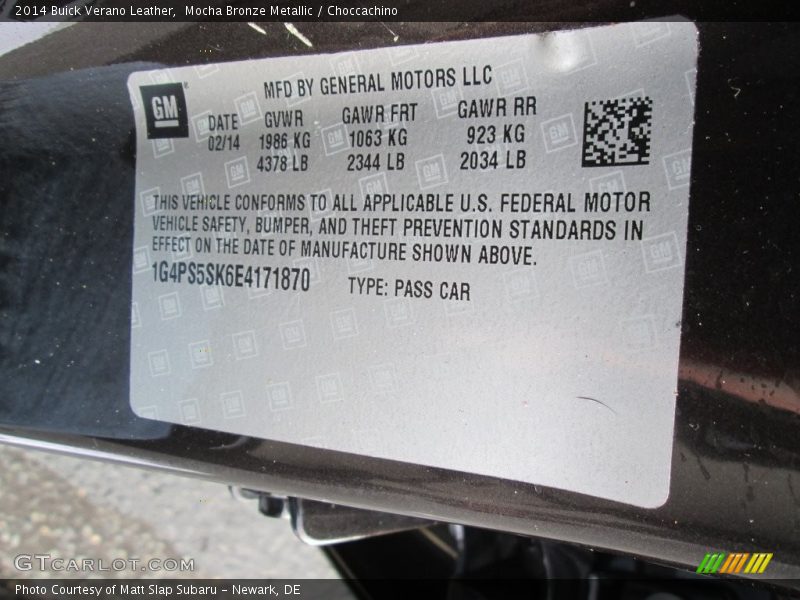 Mocha Bronze Metallic / Choccachino 2014 Buick Verano Leather