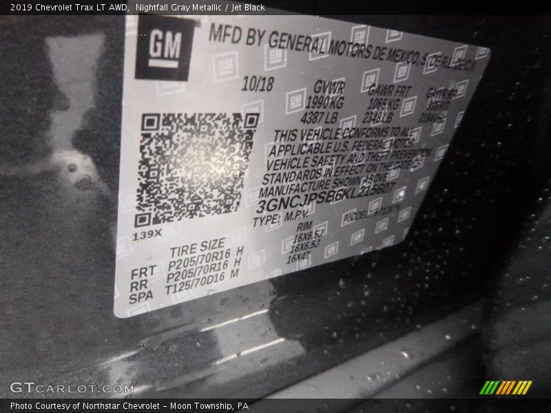 Nightfall Gray Metallic / Jet Black 2019 Chevrolet Trax LT AWD
