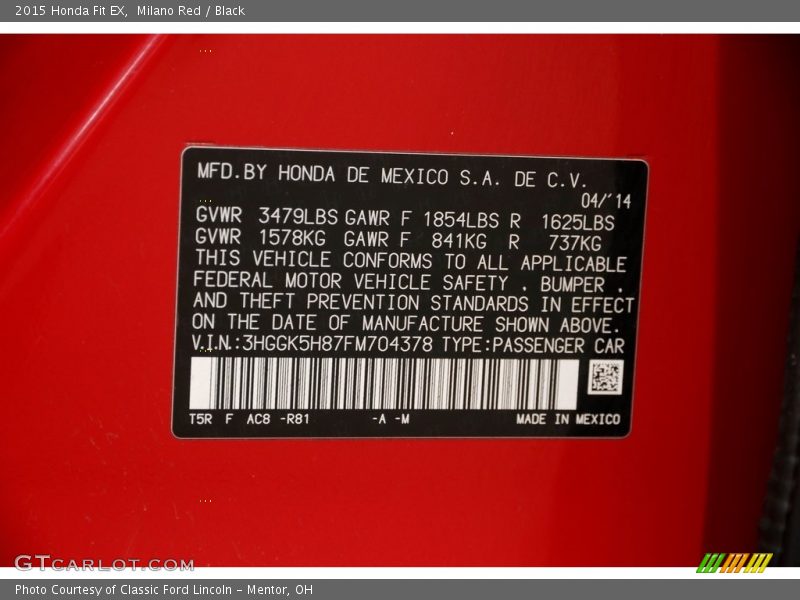 Milano Red / Black 2015 Honda Fit EX