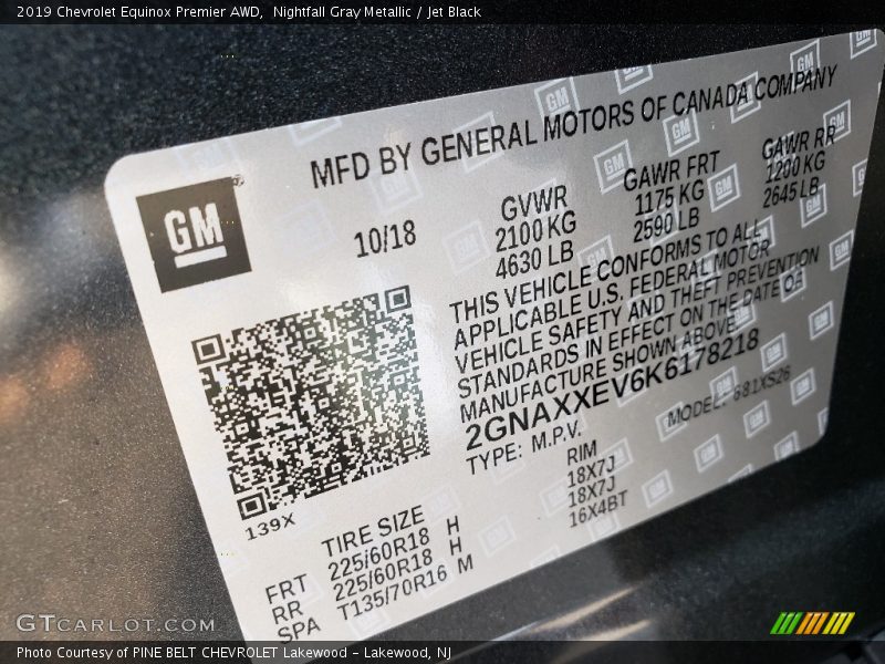 Nightfall Gray Metallic / Jet Black 2019 Chevrolet Equinox Premier AWD