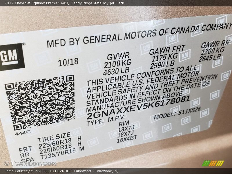 Sandy Ridge Metallic / Jet Black 2019 Chevrolet Equinox Premier AWD