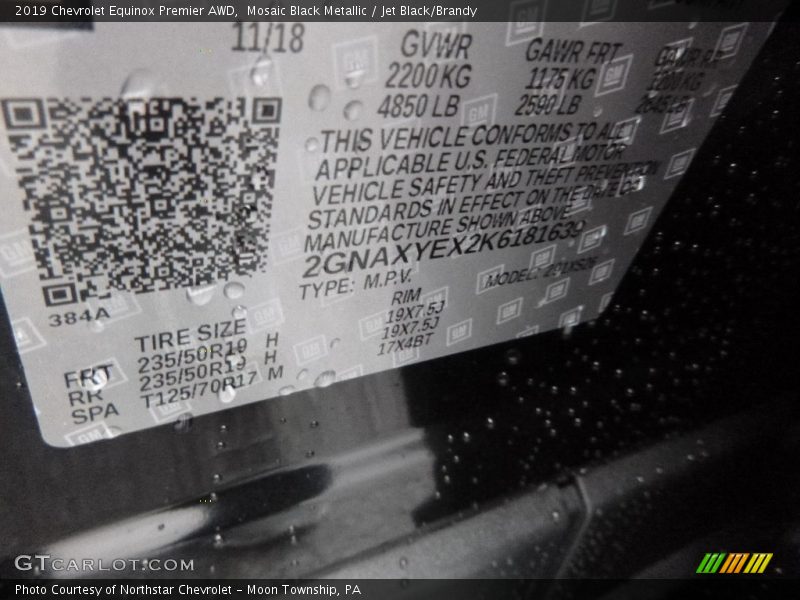 Mosaic Black Metallic / Jet Black/Brandy 2019 Chevrolet Equinox Premier AWD
