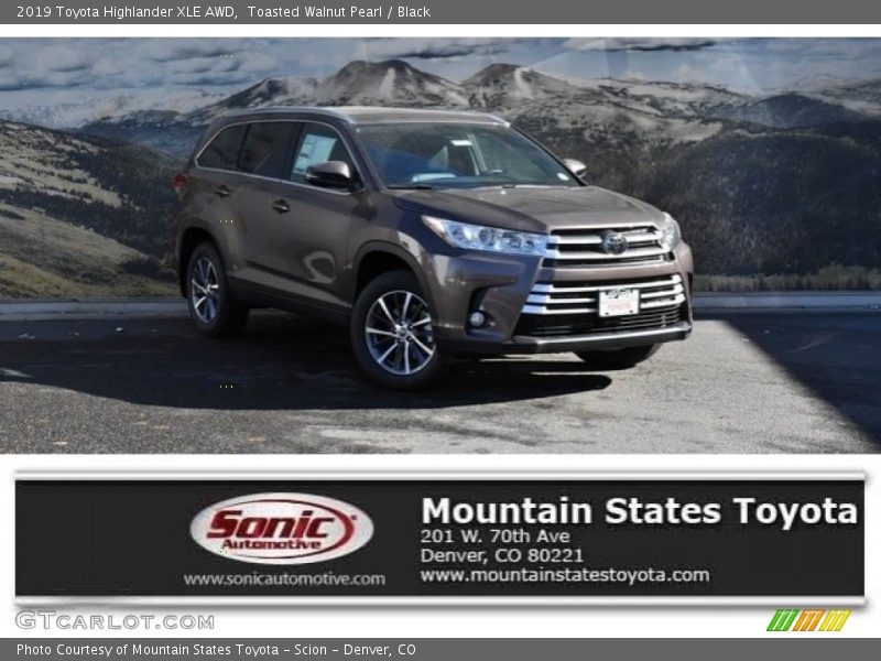 Toasted Walnut Pearl / Black 2019 Toyota Highlander XLE AWD