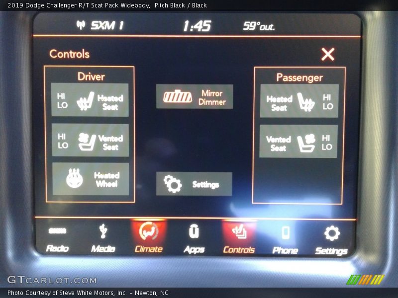 Controls of 2019 Challenger R/T Scat Pack Widebody