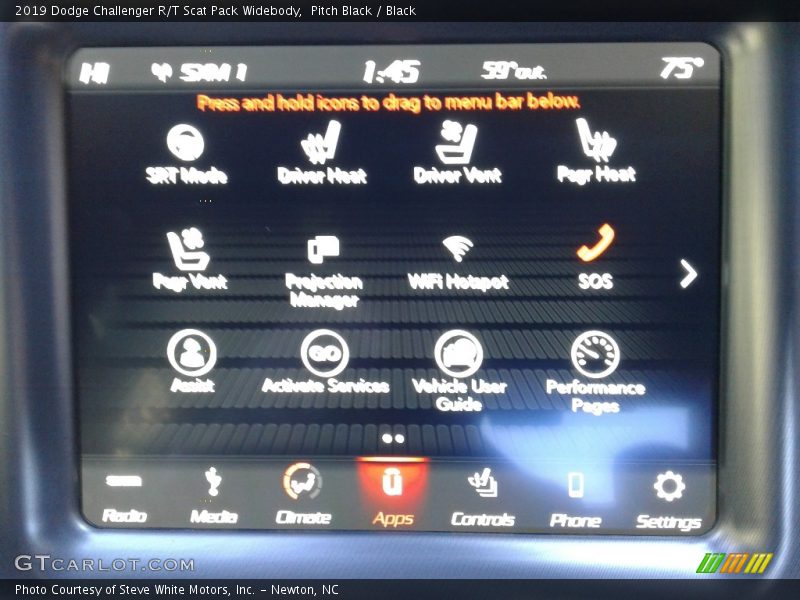 Controls of 2019 Challenger R/T Scat Pack Widebody
