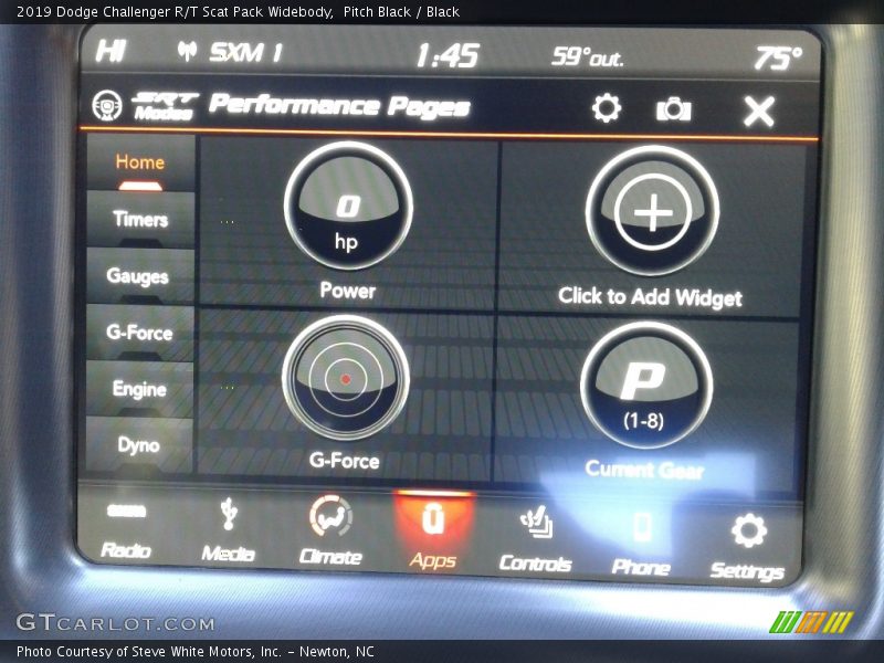 Controls of 2019 Challenger R/T Scat Pack Widebody