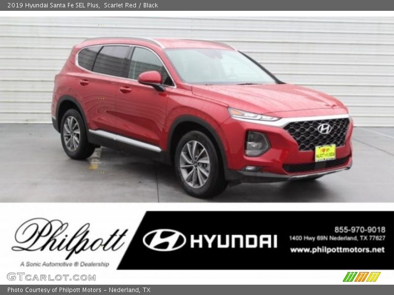 Scarlet Red / Black 2019 Hyundai Santa Fe SEL Plus