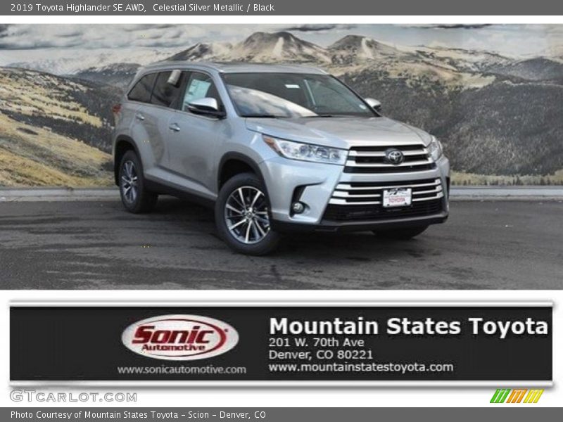 Celestial Silver Metallic / Black 2019 Toyota Highlander SE AWD