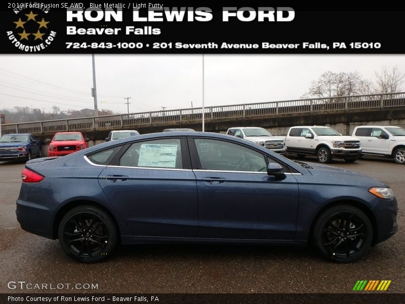 Blue Metallic / Light Putty 2019 Ford Fusion SE AWD